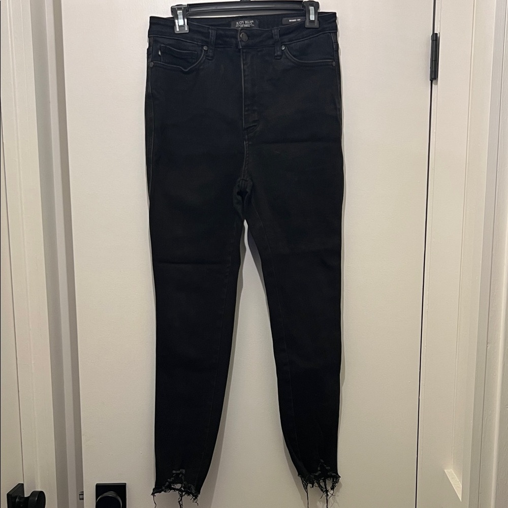 Judy Blue Black Frayed Hem Skinny Jeans
